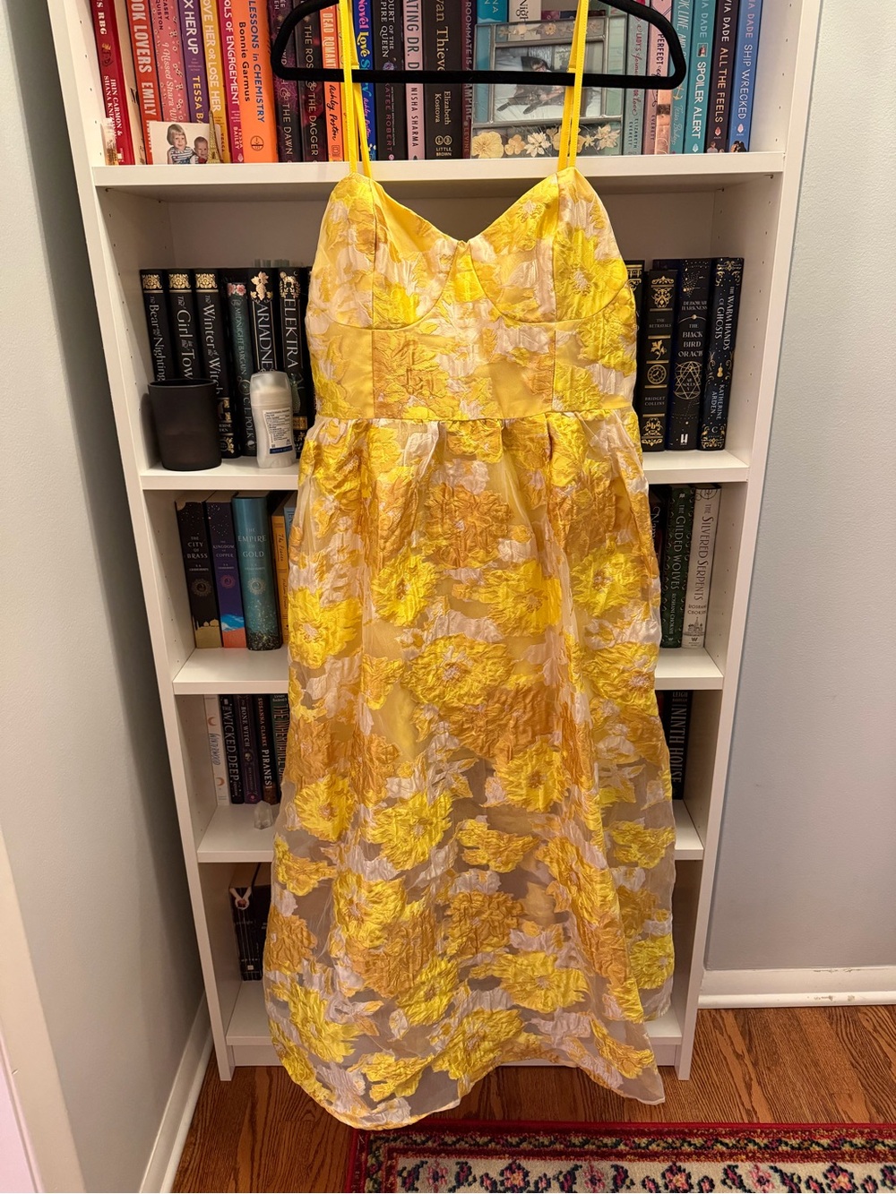Showpo Yellow Floral Midi Dress with Spaghetti Straps